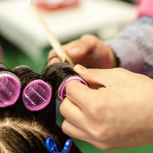 Hair perming with rollers